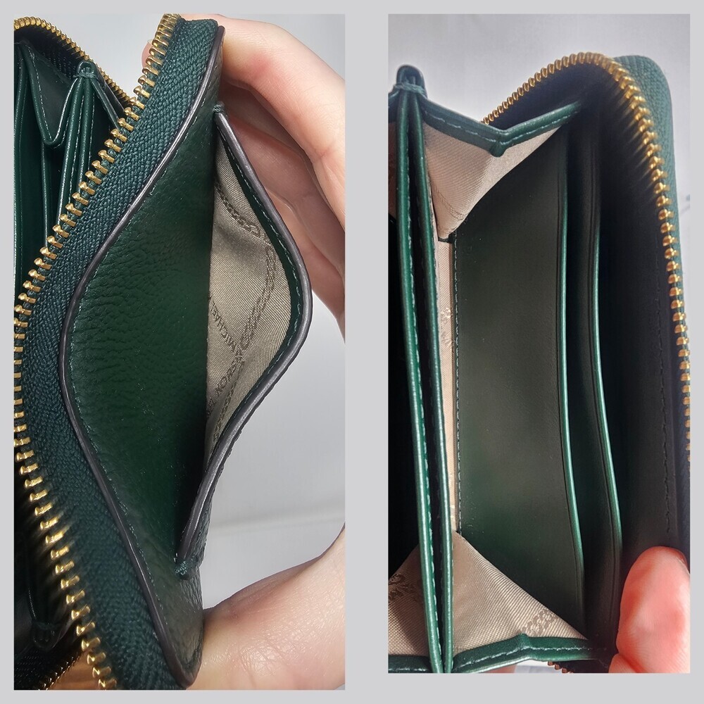 Michael Kors Jet Set Pebbled Leather Zip Card Case Wallet Moss Green NWOT - Picture 10 of 11
